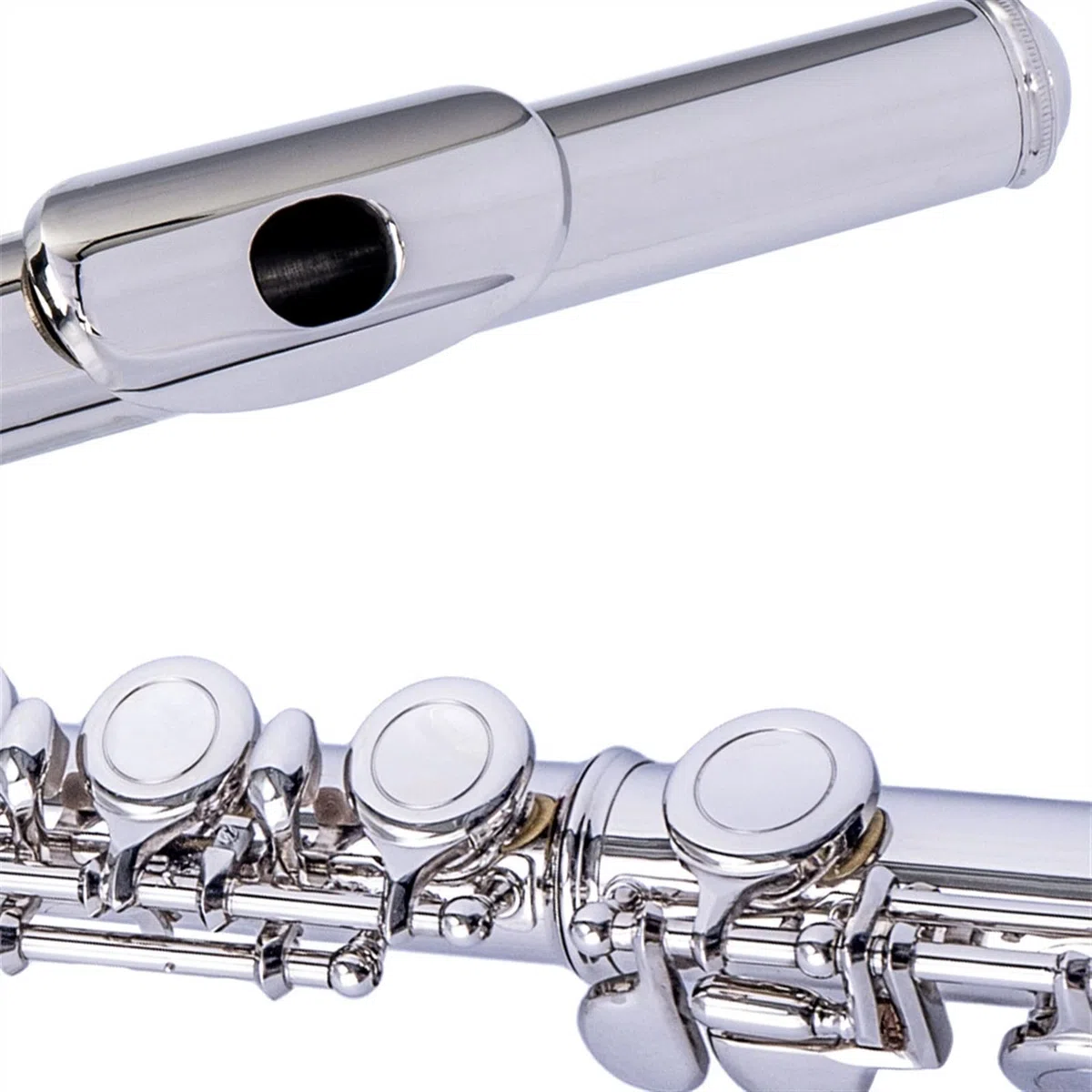 Professionelle 16-Loch-C-Key-Flöte, Geschlossene Poren, Kupfernickel, Versilberte Flöte Querflöte Anfänger (Color : Gold)