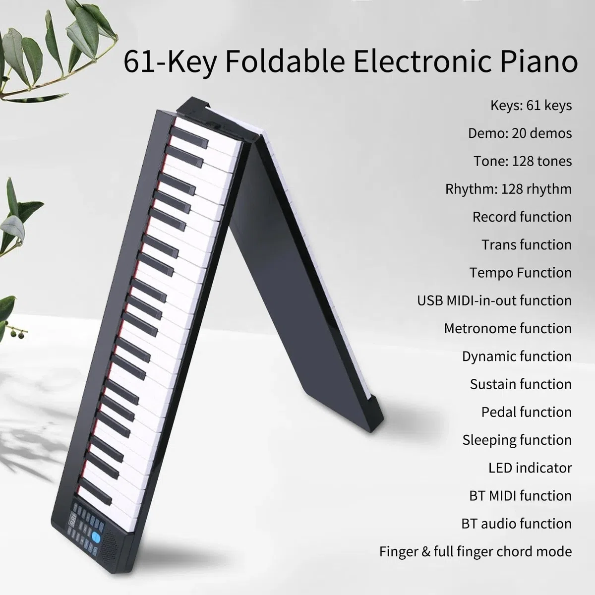 Faltbares Elektronisches Klavier Mit 61 Tasten Multifunktionale Elektronische Orgel Faltbares Digitalpiano 61 Tasten Klaviertastatur LCD(EU)