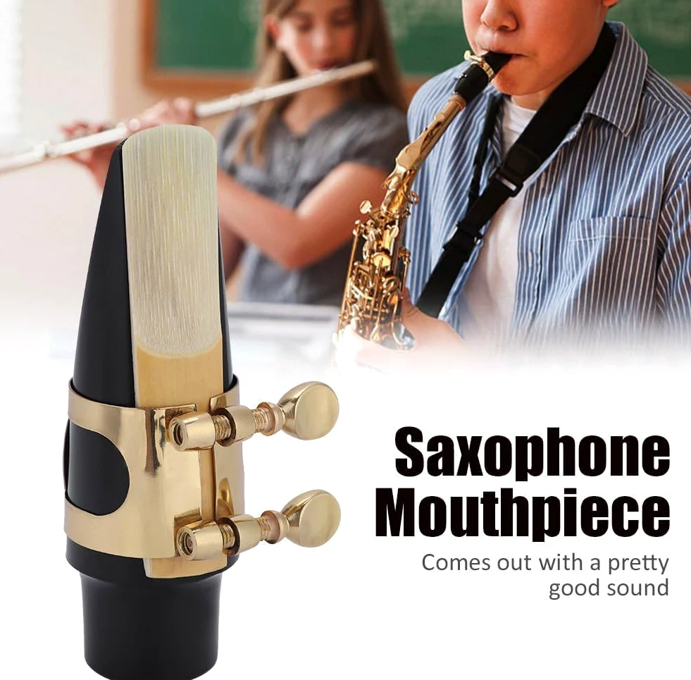 Saxophon Mundstück Set, Tenor Saxophon Zubehör mit ABS Kappe Metall Schnalle Reed Pads für Anfänger und Bläser