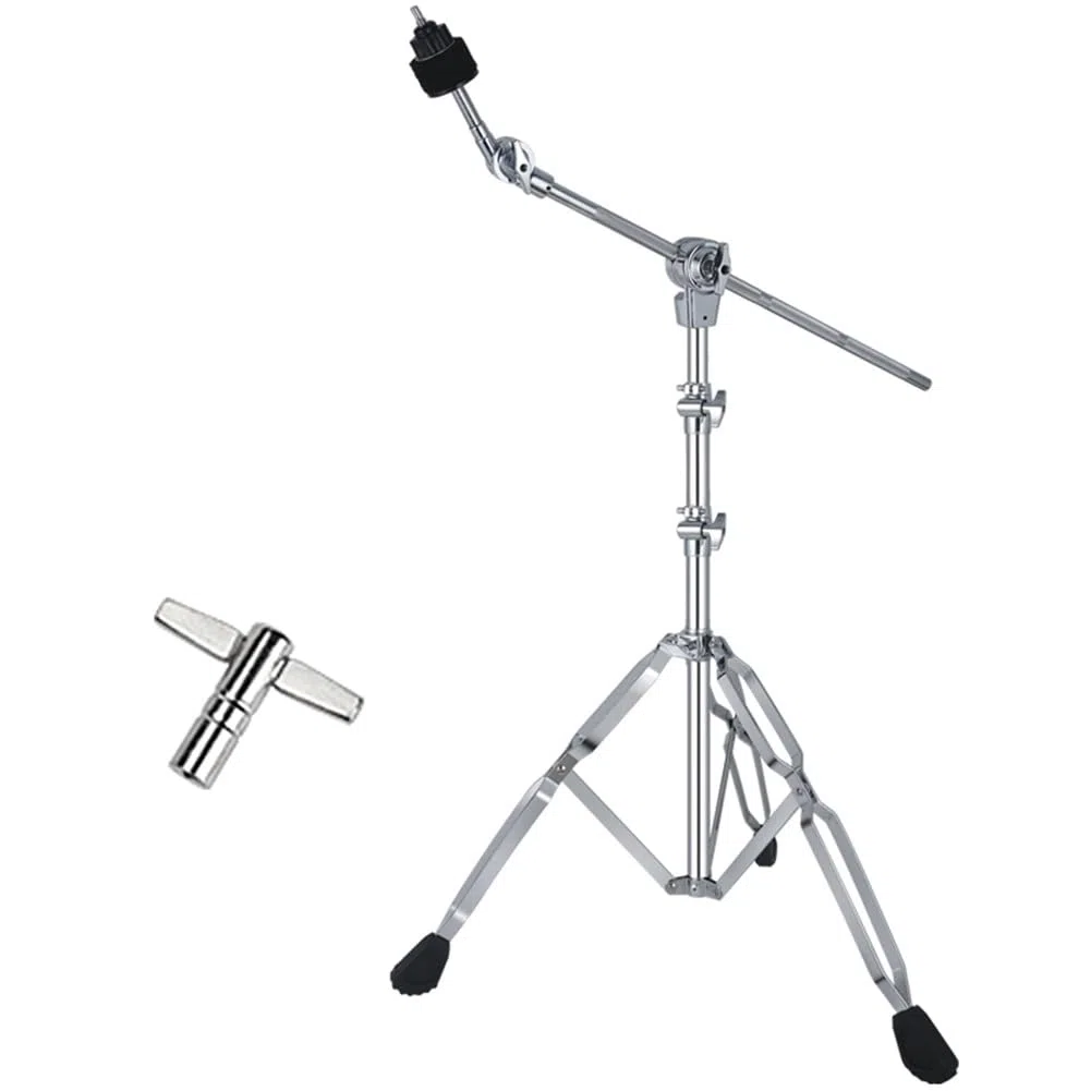 Beckenständer, gerader und Galgen-Beckenständer, robuste Kombination aus Galgen und geradem Becken, höhen- und winkelverstellbare Gummifüße, Schlagzeug-Beckenzubehör (Size : Inclined Cymbal Holder)