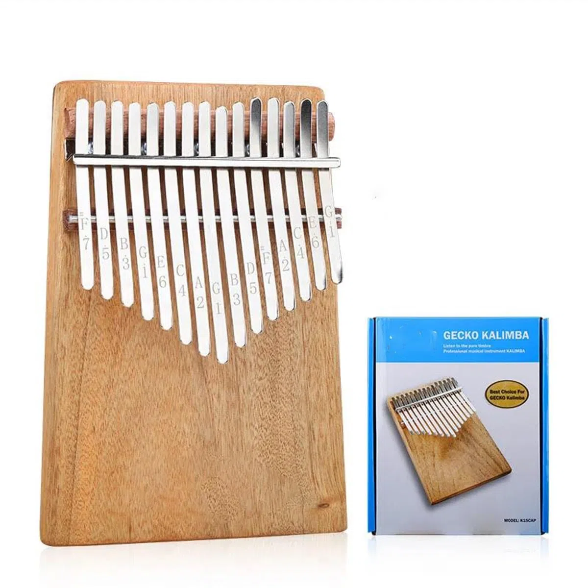Plattentyp 10/15 Tasten Vollfurnier Natürliches Kampferholz Mit Stimmhammer Tragbares Daumenklavier Tasteninstrumente(15Blue Box)