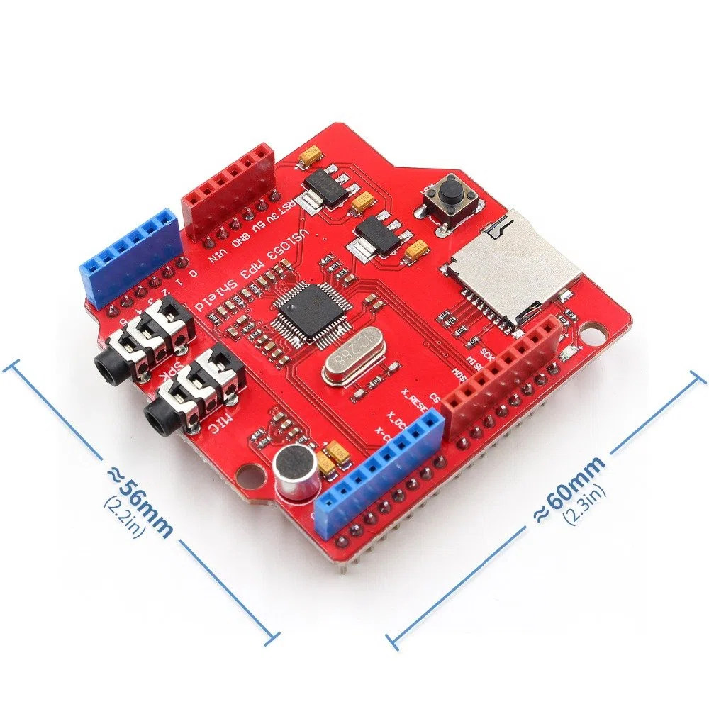 VS1053 Stereo Audio MP3 Player Shield Board Entwicklungsplatine Modul mit TF-Kartenslot für Aufnahme, Dekodierung, Play, kompatibel mit UNO/MEGA