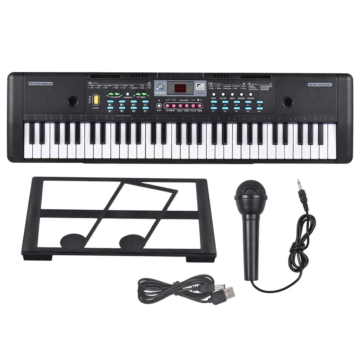 Professionelle Elektronische Tastatur 61 Tasten USB Elektronische Orgel Mit Mikrofon Schwarz Digitale Musik Elektronische Tastatur Display Mit 16 Töne 10 Rhythmen