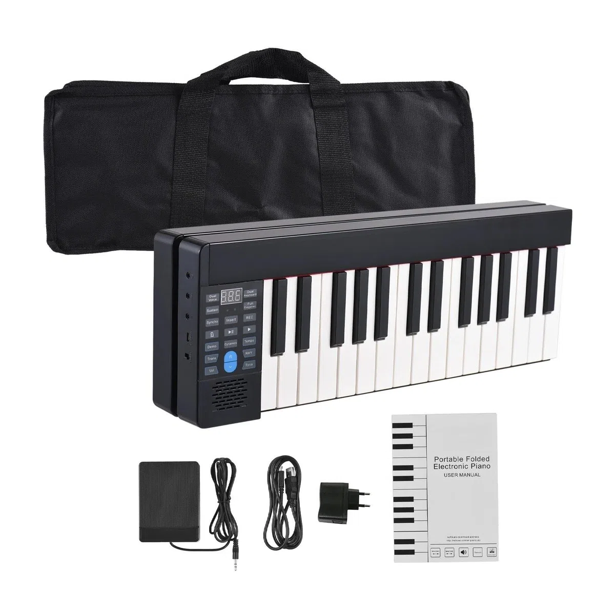 Faltbares Elektronisches Klavier Mit 61 Tasten Multifunktionale Elektronische Orgel Faltbares Digitalpiano 61 Tasten Klaviertastatur LCD(EU)