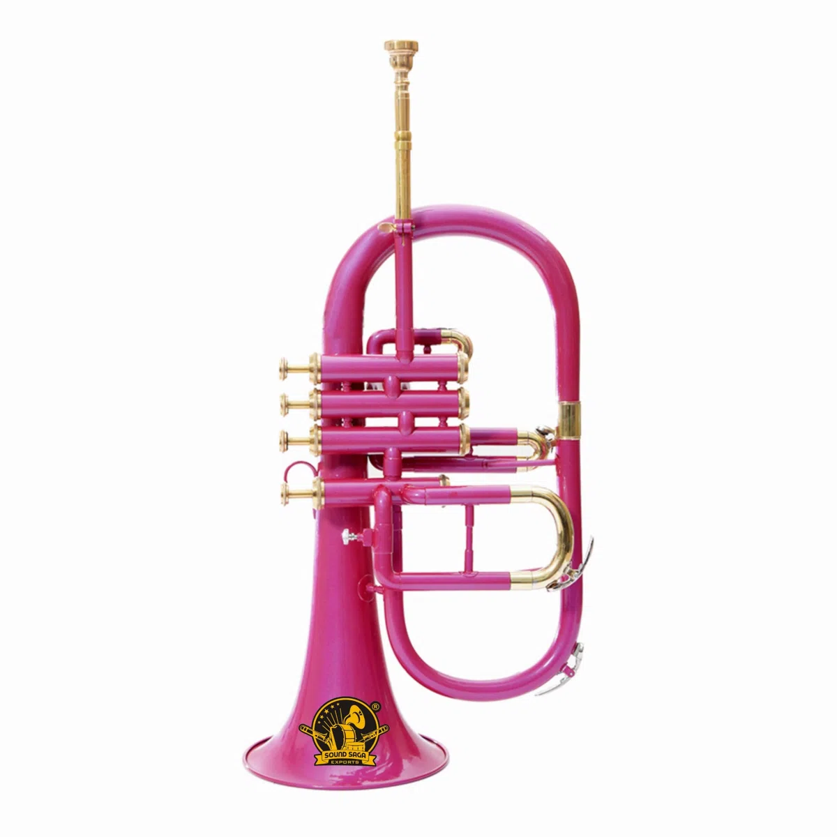 Flügelhorn mit 4 Ventilen, Messinginstrument, Präzisions-Messing-Finish, für Schüler und Fortgeschrittene, Messinghorn für Schulband, Jazz-Ensemble, Orchester und Konzert, Mundstück und
