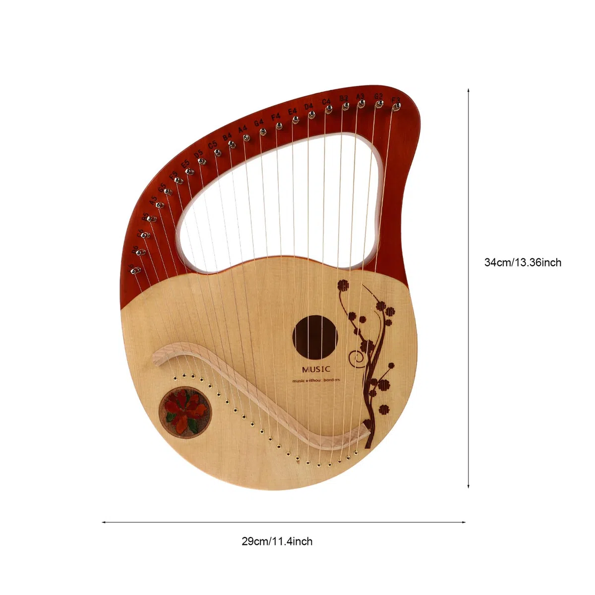 21-saitige Holzharfe aus Fichte, Tragbares Musikinstrument