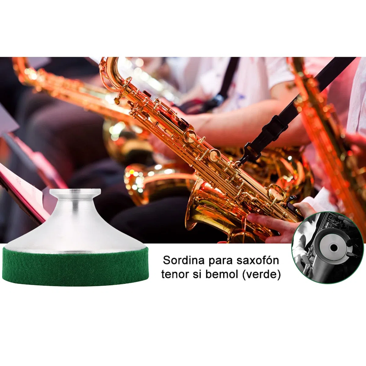Aluminiumlegierung Sax Dämpfer, Leiser Saxophon Stumm Mute mit 30% Klangreduktion, Kompakt und Leicht für Tenor Saxophon, Musikliebhaber und Anfänger