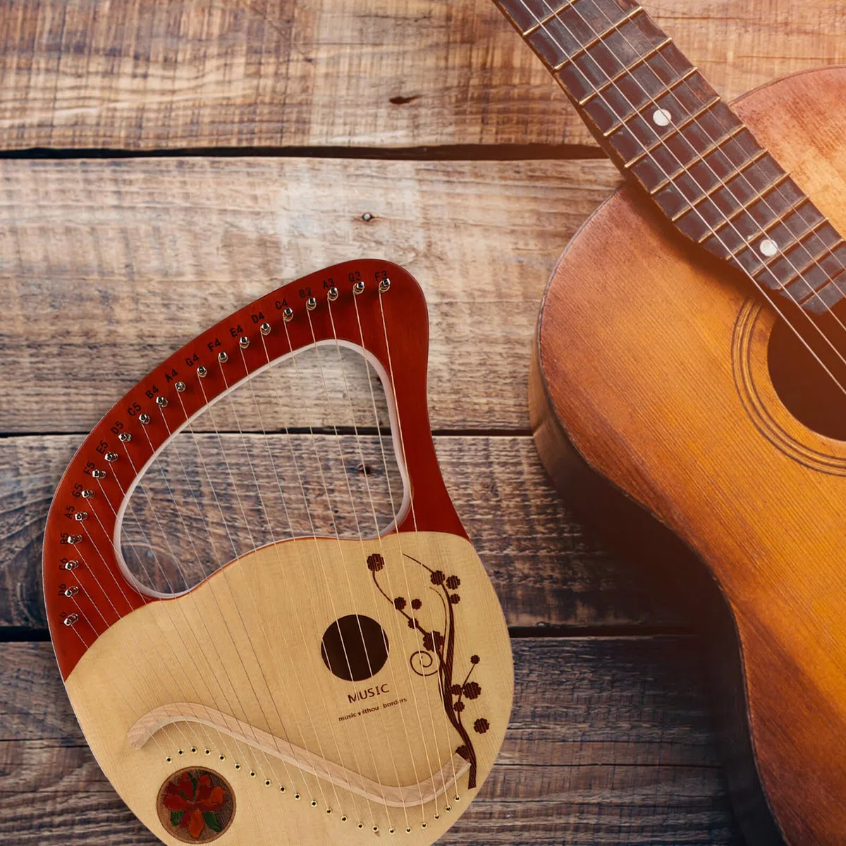 21-saitige Holzharfe aus Fichte, Tragbares Musikinstrument