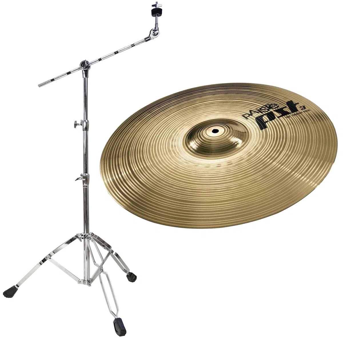 Paiste PST3 18" Crash-Ride Becken + keepdrum Galgen-Beckenständer
