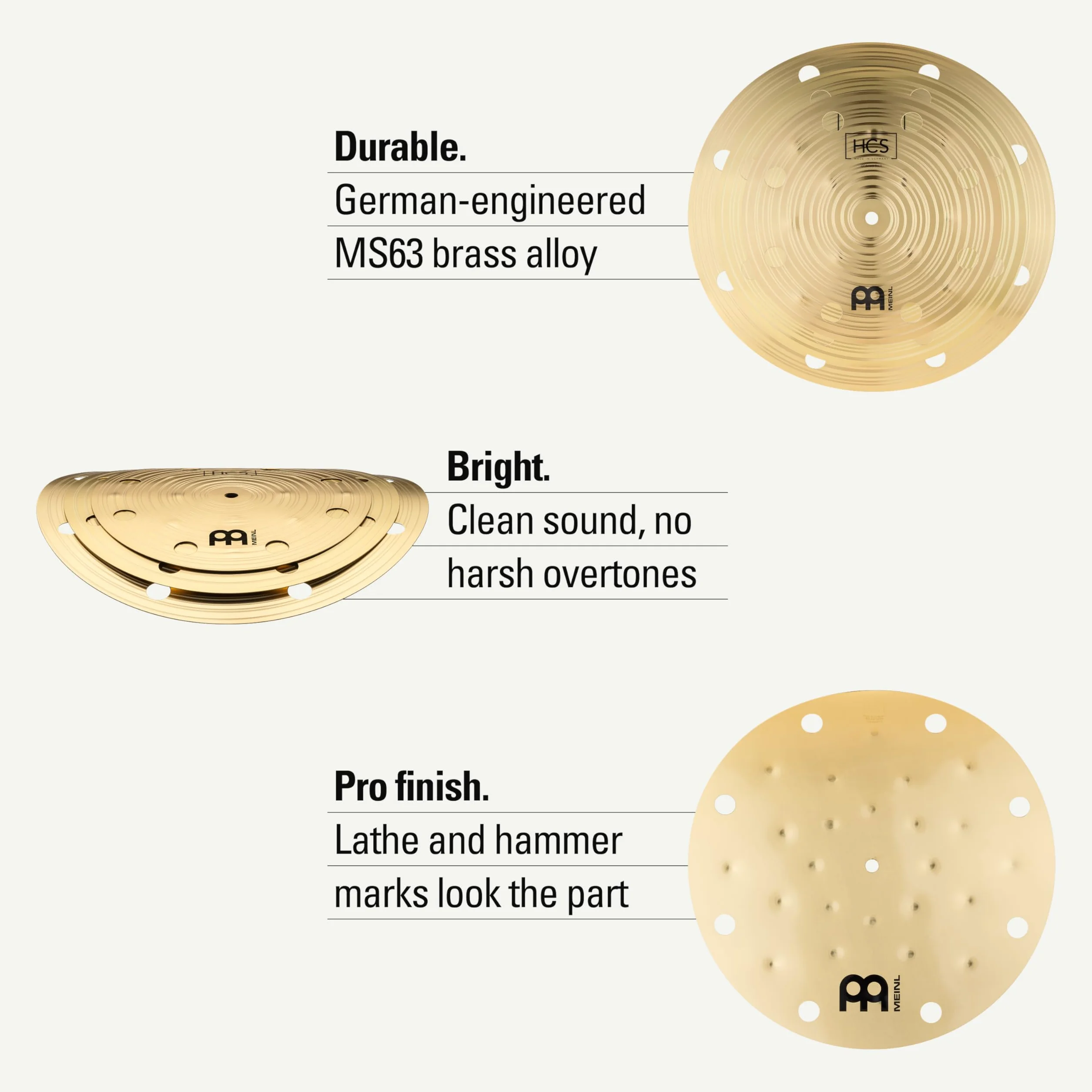 Meinl Cymbals HCS Smack Stack 10/12/14 Zoll (Video) Schlagzeug Becken (35,56cm) Messing, Traditionelles Finish (HCS024SM)