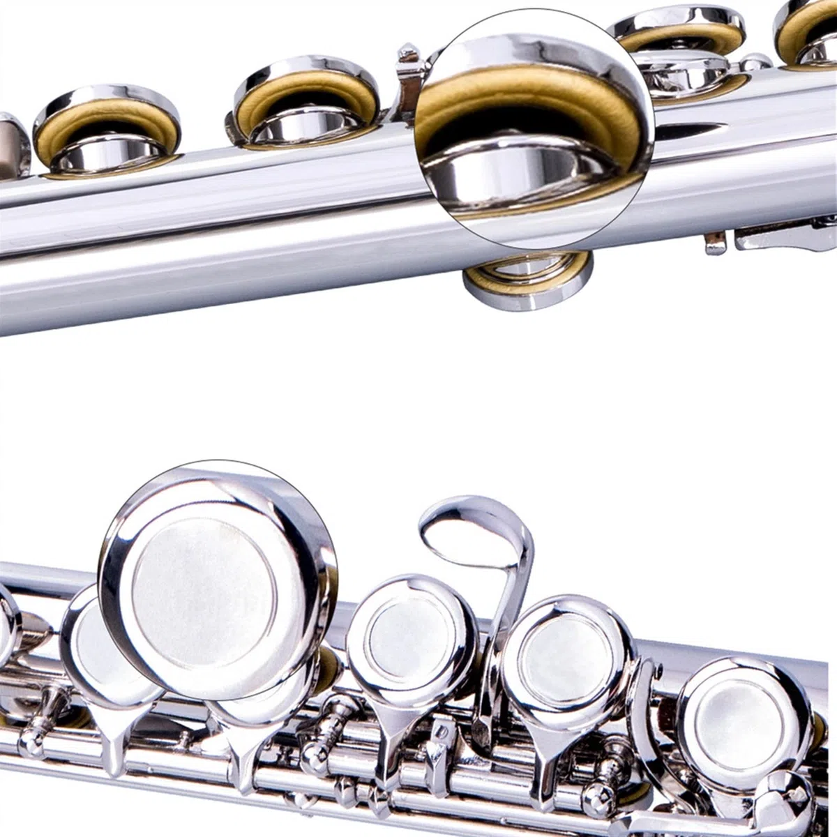 Professionelle 16-Loch-C-Key-Flöte, Geschlossene Poren, Kupfernickel, Versilberte Flöte Querflöte Anfänger (Color : Gold)