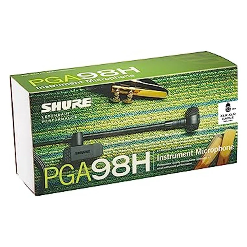 Shure PGA98H-TQG Kondensator-Clip-On-Instrumentenmikrofon mit Schwanenhals und TA4F-Stecker (TQG) zur Verwendung mit Funksystemen, Schwarz