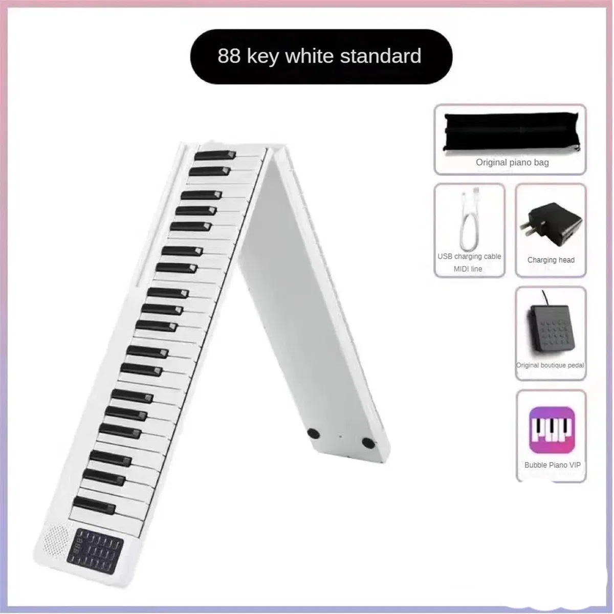 Elektronische Tastatur Für Erwachsene Elektronische Orgel 88 Tasten Professionelles Tragbares Keyboard-Piano Für Erwachsene Anfänger Musikinstrumente(White)