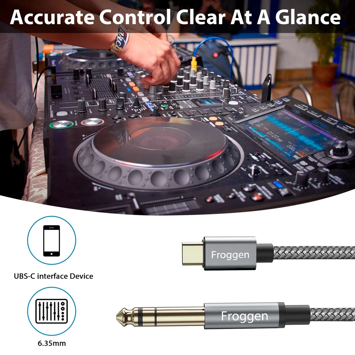 USB Typ C Klinke auf 6.35mm Klinke Kabel Aux Adapter Stereo ​Audio Gold-Plated Kabel Digital Kabel Unterstützt für Mischpult, Mikrofon, Recorder, Mixer, Verstärker usw.