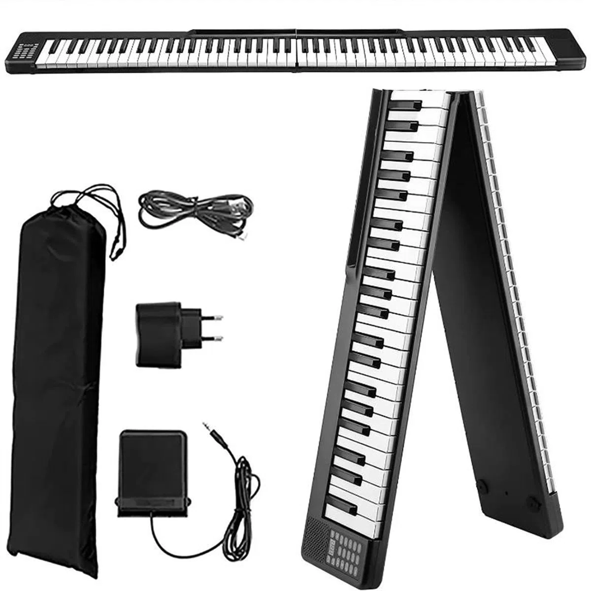 Elektronische Orgel 88 Tasten Professionelles Tragbares Keyboard-Piano Für Erwachsene Anfänger Musikinstrumente(Black)