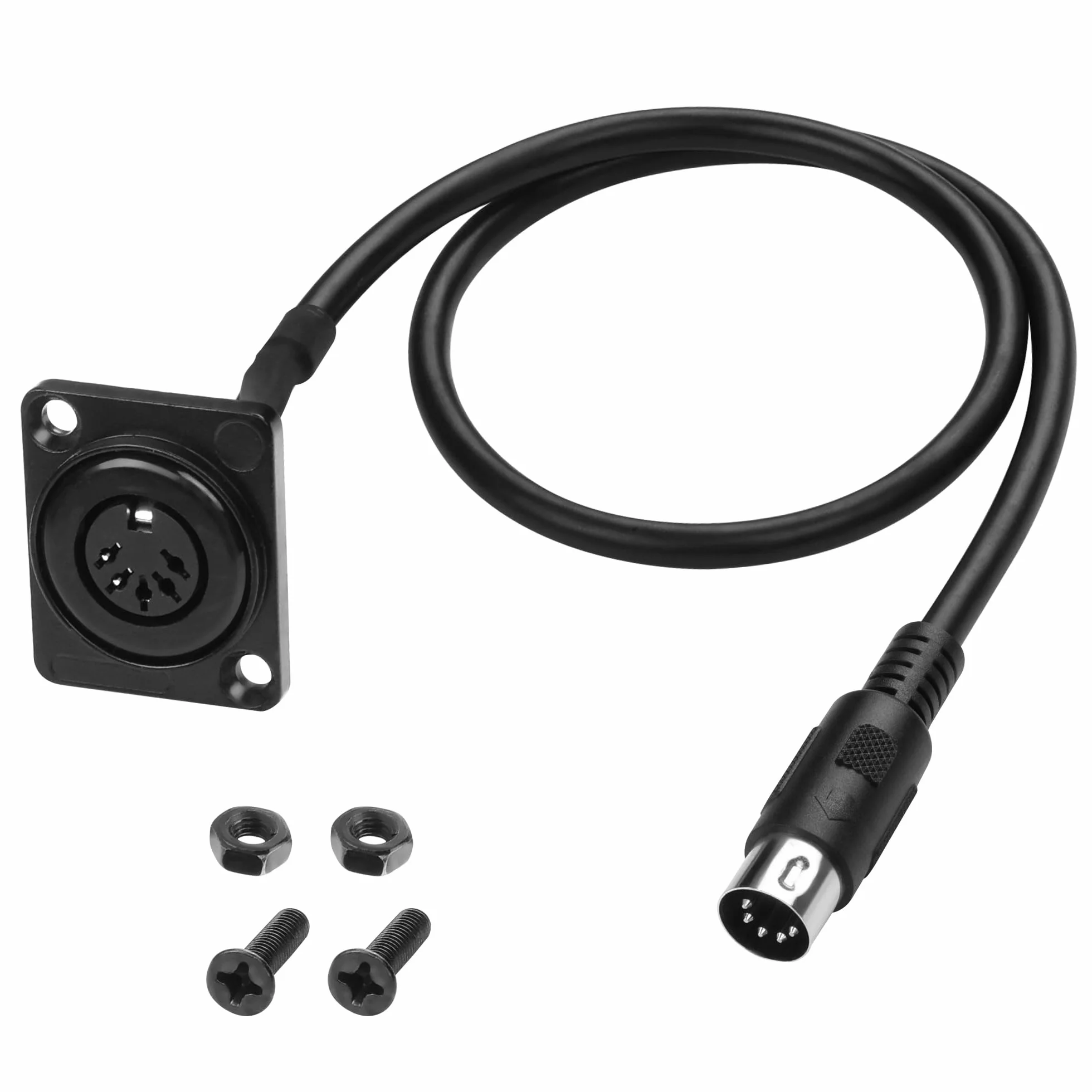 MEIRIYFA MIDI DIN 5Pin Verlängerungskabel, D-Typ Panel Mount DIN 5PIN Stecker auf Buchse Audio Adapterkabel für Keyboard Synthesizer, Orgel, E-Piano, MIDI Gitarre - 53CM