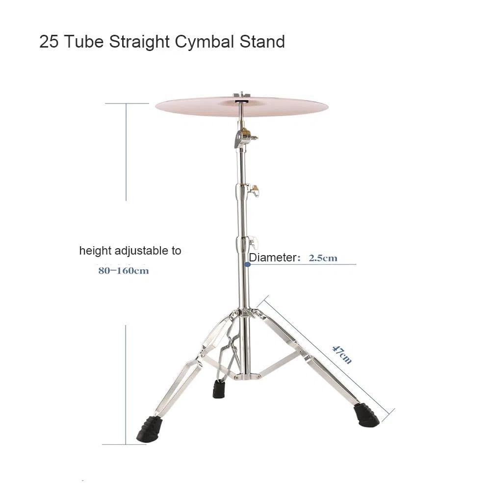 2 Stück Beckenständer, gerader Galgen, Beckenständer, Metall, faltbar, doppelstrebige Beine, höhenverstellbar, für Trommel-Hardware, Percussion-Halterung (Color : with 20" Cymbals)