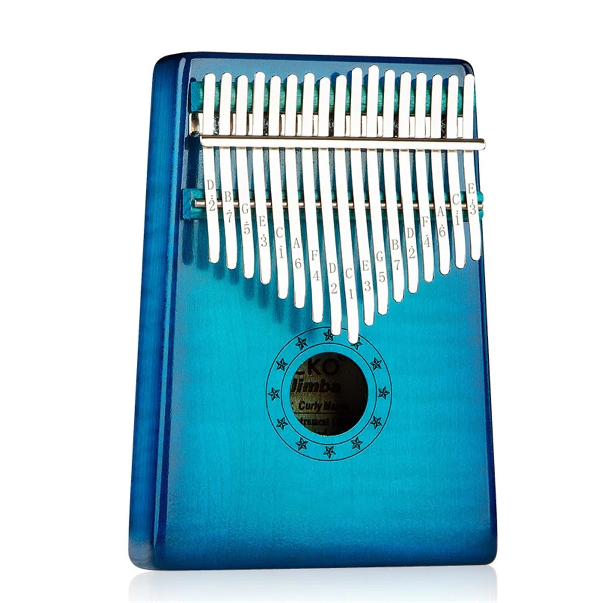 Daumenklavier Kalimba Daumenklavier 17 Töne Tiger Ahorn Finger Klavier Tragbares Musikinstrument für Anfänger (Blau)