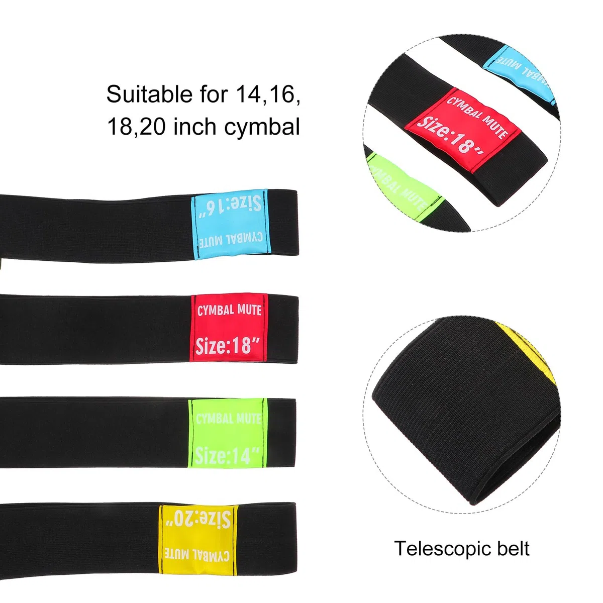 Homoyoyo 4 Stück Becken Dämpfungspad aus Polyester Schwarz Faltbar zum Schallschutz Beim Schlagzeugüben und Hi Hat Zubehör für Effektive Übungsszenarien