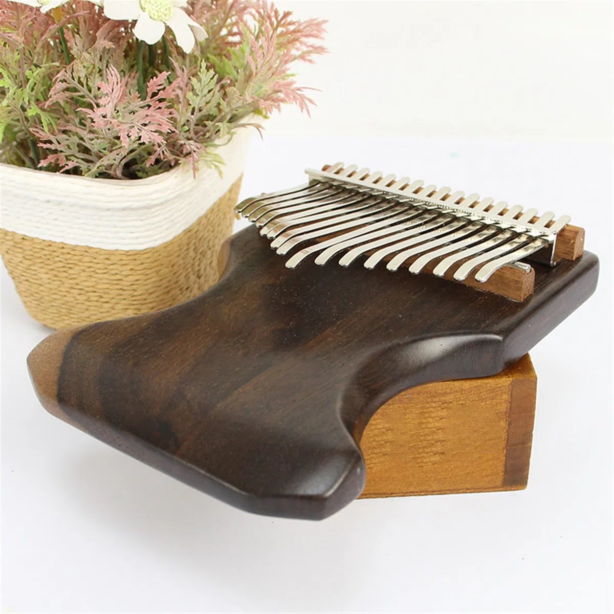 17-Tasten-C-Melodie, Schwarzes Sandelholz-Massivholz-Daumenklavier, Kalimba-Fingerklavier, Musikinstrumente Tragbare Kalimba Instrument