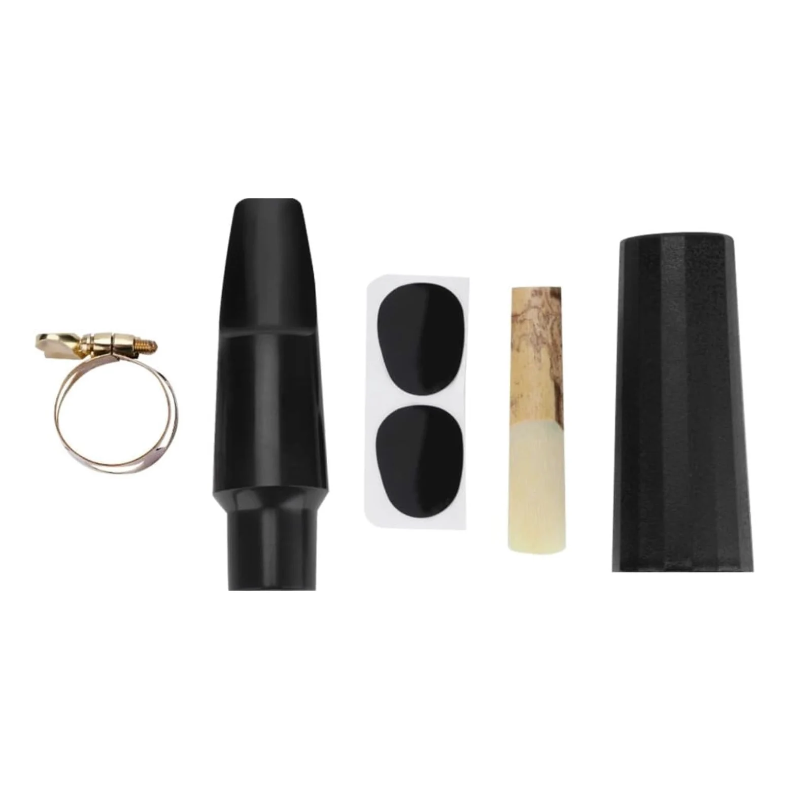 Saxophon Mundstück Set, Tenor Saxophon Zubehör mit ABS Kappe Metall Schnalle Reed Pads für Anfänger und Bläser