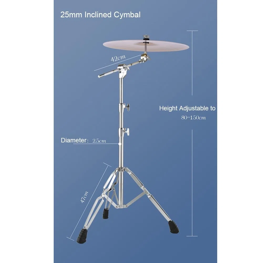 2 Stück Beckenständer, gerader Galgen, Beckenständer, Metall, faltbar, doppelstrebige Beine, höhenverstellbar, für Trommel-Hardware, Percussion-Halterung (Color : with 20" Cymbals)