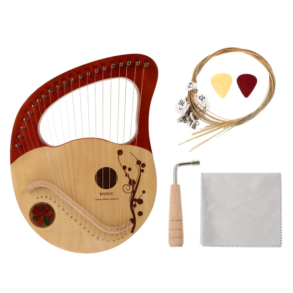 21-saitige Holzharfe aus Fichte, Tragbares Musikinstrument