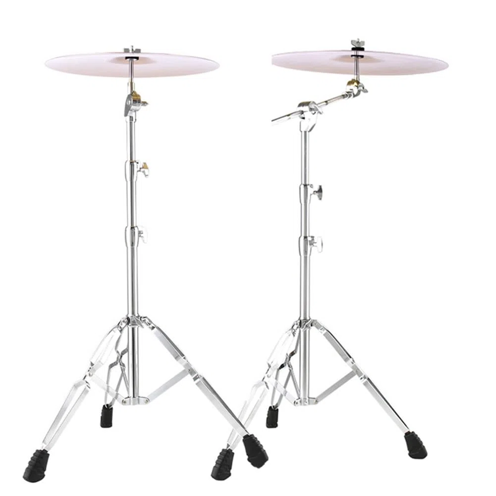 2 Stück Beckenständer, gerader Galgen, Beckenständer, Metall, faltbar, doppelstrebige Beine, höhenverstellbar, für Trommel-Hardware, Percussion-Halterung (Color : with 20" Cymbals)