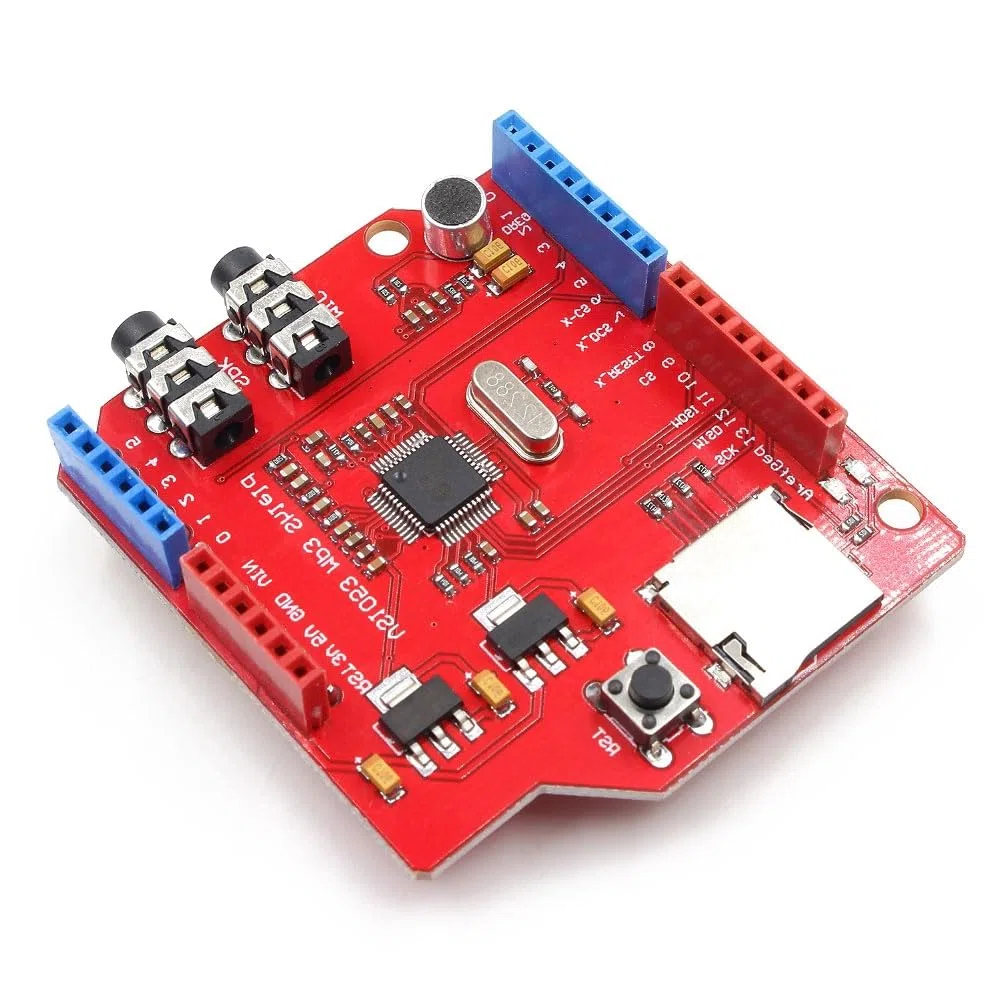 VS1053 Stereo Audio MP3 Player Shield Board Entwicklungsplatine Modul mit TF-Kartenslot für Aufnahme, Dekodierung, Play, kompatibel mit UNO/MEGA