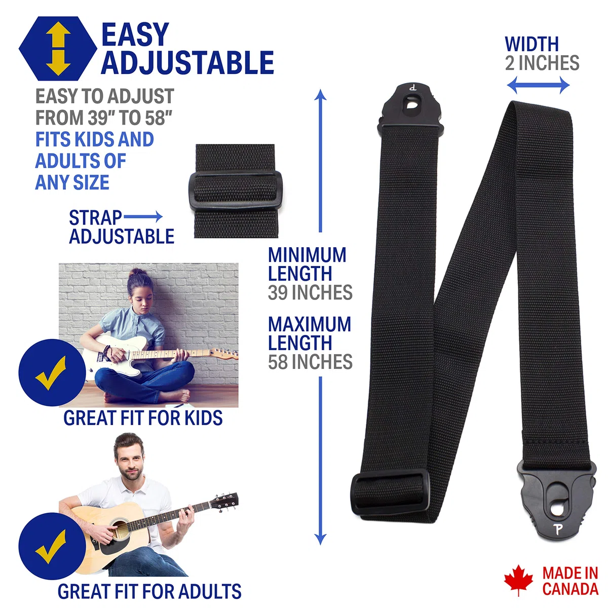 Perri's Leathers Ltd. Locking Ends Guitar Straps