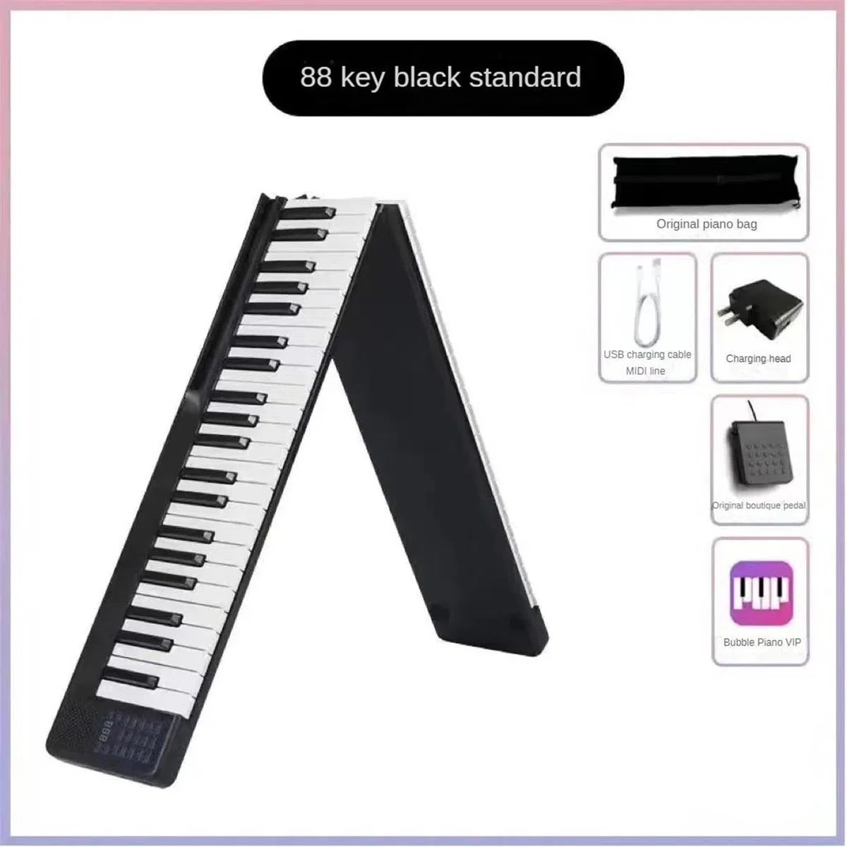 Elektronische Orgel 88 Tasten Professionelles Tragbares Keyboard-Piano Für Erwachsene Anfänger Musikinstrumente(Black)