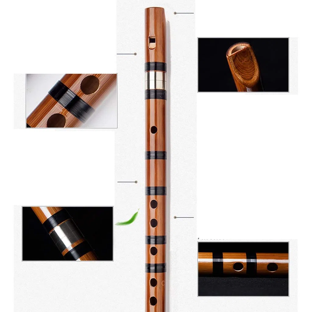 Flöte Klarinette Anfänger Bambus Flöte 6 Loch Professionelles Spielen Klarinette Einführung Flöte Bambus Flöte C Flöte Musikinstrument (Größe: A Ton)