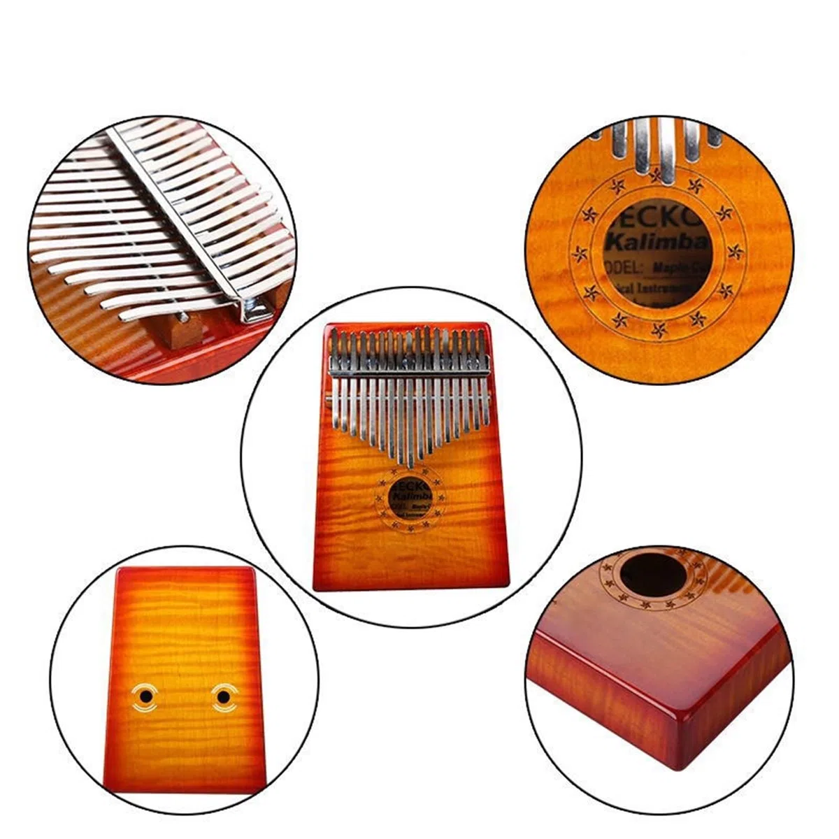 Daumenklavier Kalimba Daumenklavier 17 Töne Tiger Ahorn Finger Klavier Tragbares Musikinstrument für Anfänger (Blau)