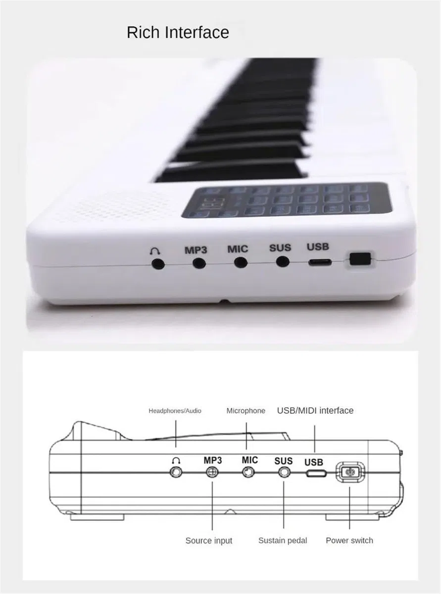 Elektronische Tastatur Für Erwachsene Elektronische Orgel 88 Tasten Professionelles Tragbares Keyboard-Piano Für Erwachsene Anfänger Musikinstrumente(White)