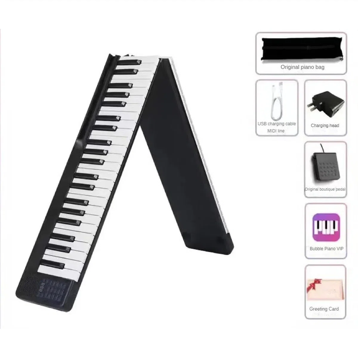 Faltbare Tastatur 88 Tasten Tragbare Anfänger Anfänger Tastatur Musikinstrumente Elektronische Orgel(Black)