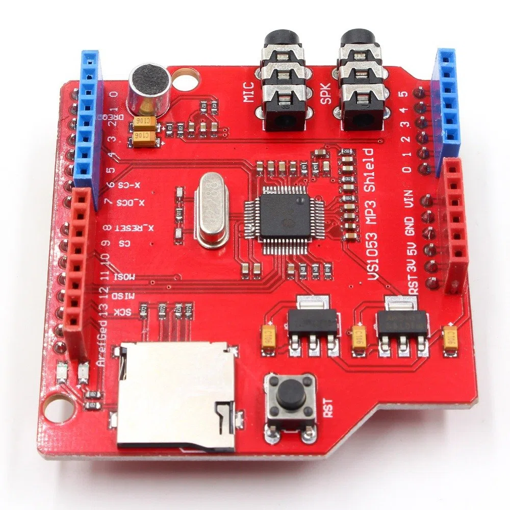 VS1053 Stereo Audio MP3 Player Shield Board Entwicklungsplatine Modul mit TF-Kartenslot für Aufnahme, Dekodierung, Play, kompatibel mit UNO/MEGA