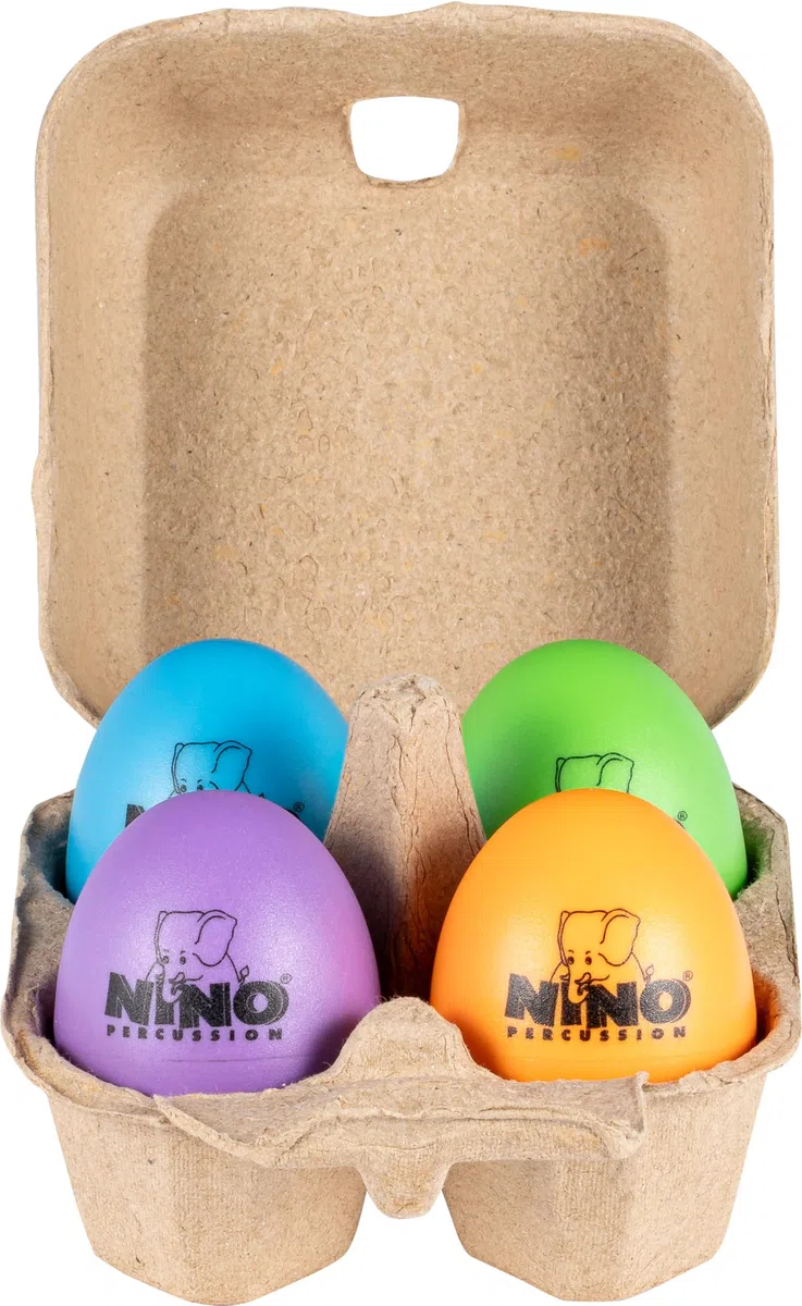 Nino Percussion Egg Shaker Assortment - 4 Rasseleier für Kinder ab 3 Jahren - Geschenkidee - Inklusive Box - Kunststoff, Mehrfarbig (NINOSET21)